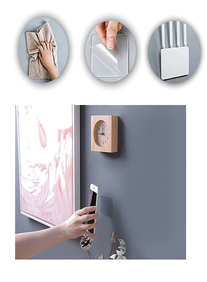 Sileni (Pack of 4) Adhesive Strong Double side square sticker Heavy Duty Waterproof and Oil-Proof Wall Hook ,Multi use Wall Hooks Without Nails-Wall Hooks for Photo Frames-Kitchen and Bathroom (NANO HOOK), Polyvinyl Chloride - Image 5